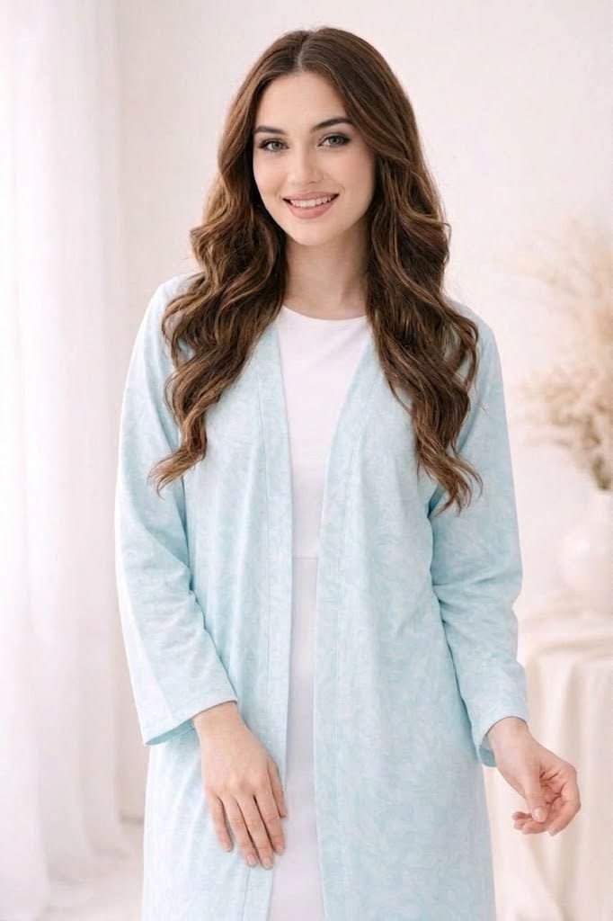 طقم الولادة المتكامل (أم وطفل) قطن 100% – لون أزرق هادئ (Baby Blue)