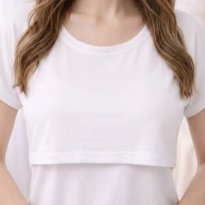 بيزك شيرت رضاعة قطن صافي (نص كم) – أبيض